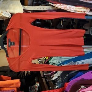 Sexy Shear Red Long Sleeve Nylon Top